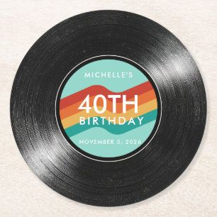 Rond Disque Vinyle 40 Ans Anniversaire Dessous de Verre