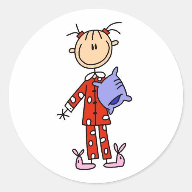 Rond Dors Au-Dessus De La Fille Dans Son Sticker De Pyj (Devant)