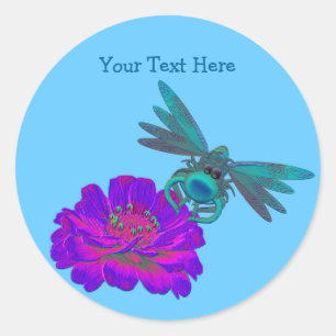 Rond Dragonfly Whimsical Sur Sticker Flower