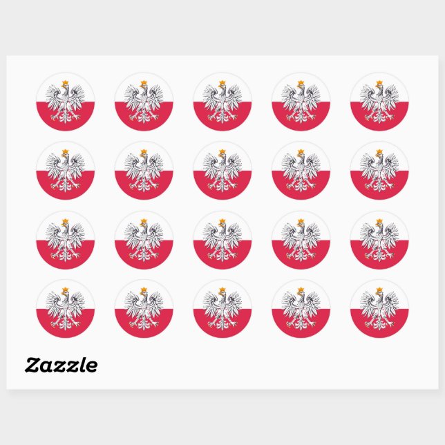 Rond Drapeau polonais & Aigle, Pologne sticker de mode  (Feuille)