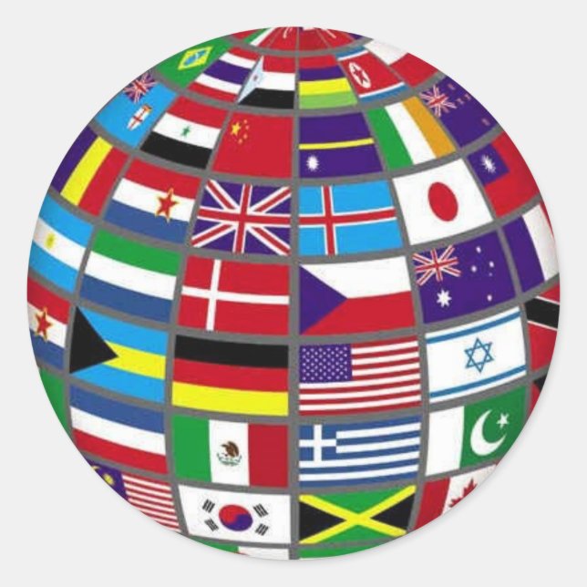 Rond Drapeaux mondiaux sur Sticker Globe (Devant)