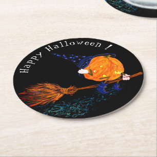 Rond Drôle Halloween Dessous de verre papier sorcier Ci