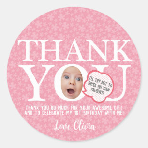 Rond Drôle visage photo anniversaire fête merci Sticker