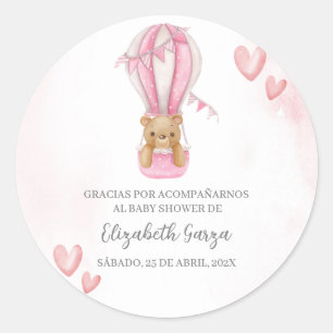 Rond Dusty Baby shower rose merci sticker pour fille