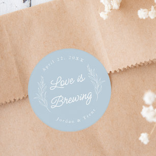 Rond Dusty Blue Love est brassant Café Faveur Sticker