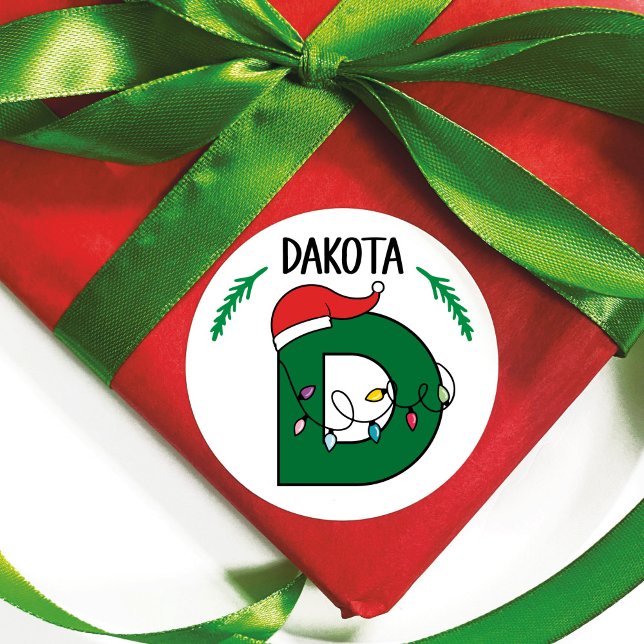 Rond Éclairage de Noël personnalisé Sticker initial (Créateur téléchargé)