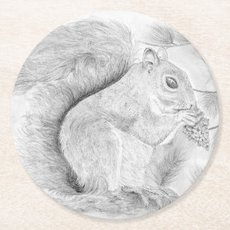 Rond Écureuil Nibbling un Snack Dessous de verre de pap