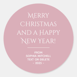 Rond Élégance Muted - Sticker de Noël Rose