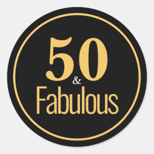 Rond Elégant Black Gold 50 & Fabuleux Sticker d'anniver