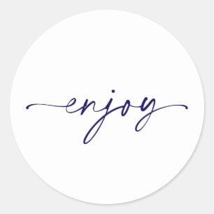 Rond Élégant Blanc "Profitez" Mariage Favor Sticker