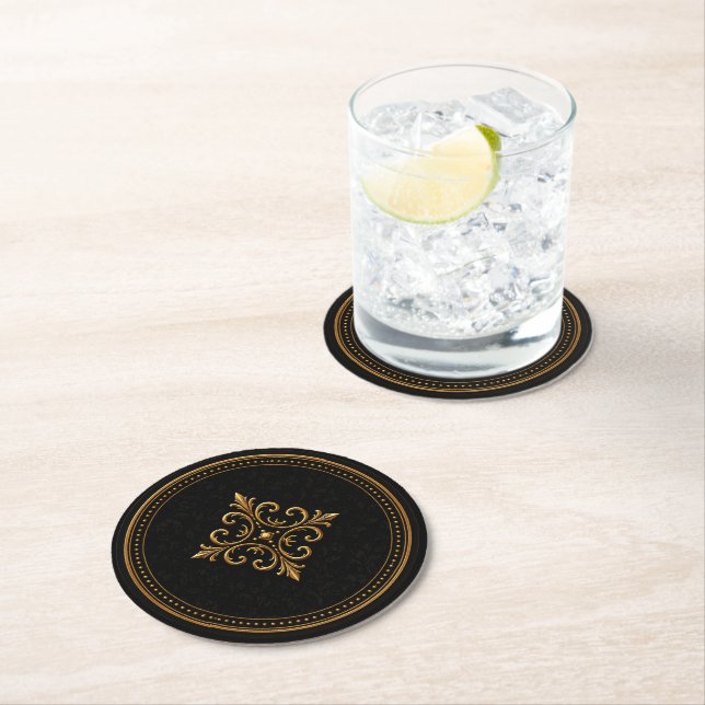 Rond Élégant Dessous de Verre de Mariage Gothique Sombr (En situation)