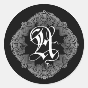 Rond Élégant Goth Initial Un Sticker