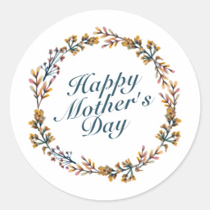 Rond Élégant Happy Mère's Day Floral Wreath Sticker