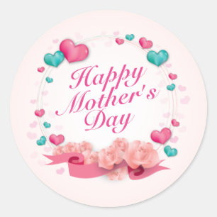 Rond Élégant Happy Mother's Day Candy Hearts Sticker