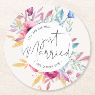 Rond Élégant Mariage marié   Dessous de verre papier