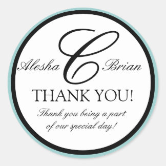 Rond Élégant Monogramme Mariage Favoriser Merci Sticker