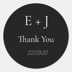 Rond Élégant Monogramme Mariage initial Sticker classiq