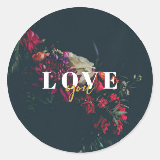 Rond Elegant - Romantik Floral Runder Aufkleber