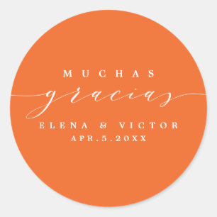 ROND ELÉGANT SCRIPT MUCHAS GRACIAS   MERCI STICKER