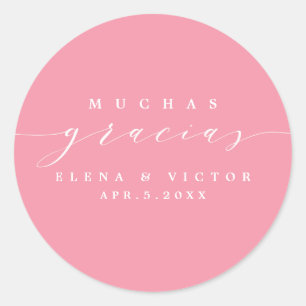 ROND ELÉGANT SCRIPT MUCHAS GRACIAS   MERCI STICKER