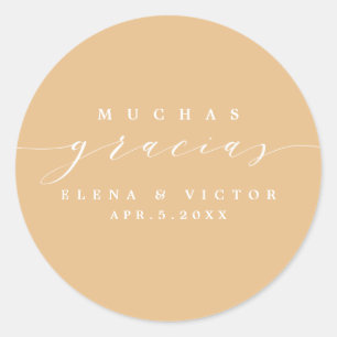 ROND ELÉGANT SCRIPT MUCHAS GRACIAS   MERCI STICKER