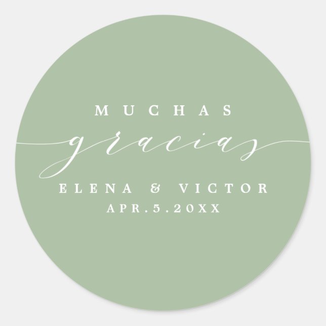 ROND ELÉGANT SCRIPT MUCHAS GRACIAS | MERCI STICKER (Devant)