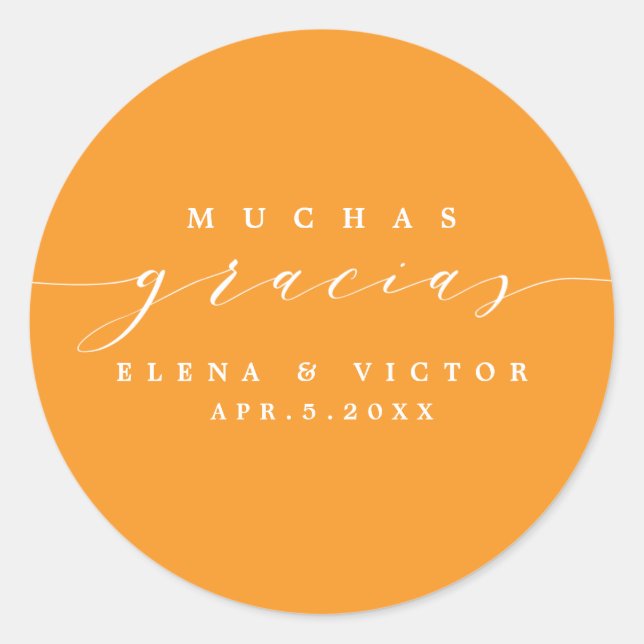 ROND ELÉGANT SCRIPT MUCHAS GRACIAS | MERCI STICKER (Devant)