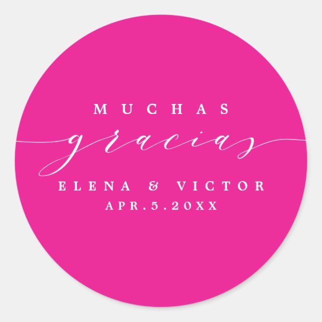 ROND ELÉGANT SCRIPT MUCHAS GRACIAS | MERCI STICKER (Devant)