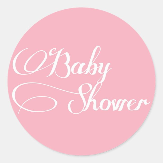 Rond Élégant Sticker Baby shower rose clair Script (Devant)