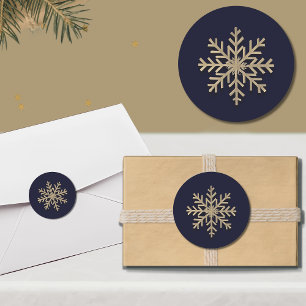 Rond Élégant Sticker de Fête Snowflake
