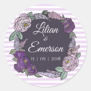 Rond Élégant Sticker Floral Lilac & Lavande