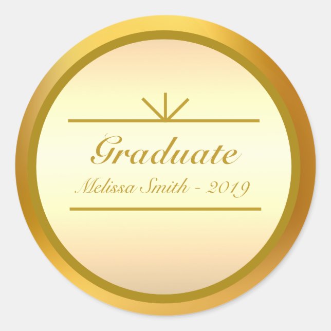 Rond Élégant Sticker Golden Graduate (Devant)