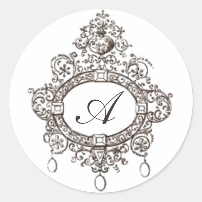 Rond Élégant Sticker Monogram (Devant)