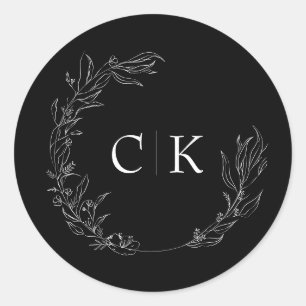 Rond Élégant Sticker Monogram Mariage Classic Round