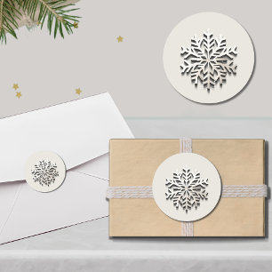 Rond Élégant Sticker Snowflake Holiday Round