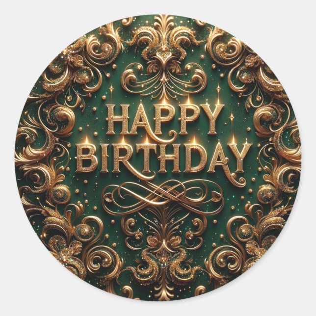 Rond Élégant thème de luxe Sticker d'anniversaire (Devant)