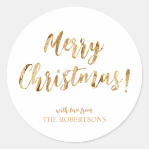 Rond Élégante calligraphie or Joyeux Sticker de Noël