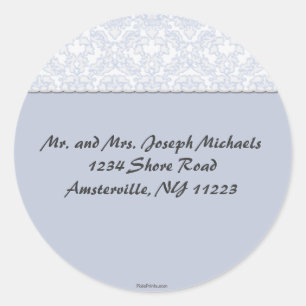 Rond Élégante collection Damask Sticker bleu