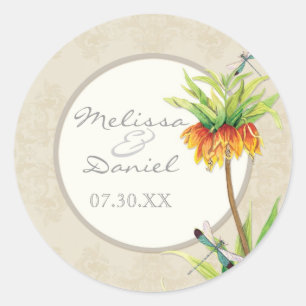 Rond Élégante Fritillaria n Dragonfly Favoriser Sticker