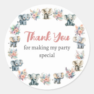 Rond Elephants & Boho Jungle Fleurs Sticker Anniversair