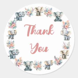 Rond Elephants & Boho Jungle Fleurs Sticker Anniversair