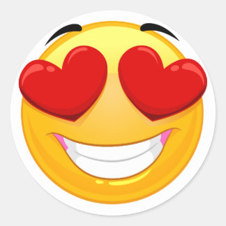 Rond En amour Émoji Classic Sticker