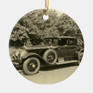 Rond En Céramique Antique vieille voiture- Ornement