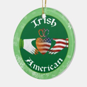Rond En Céramique Arbre de Noël Ornement Irlandais Américain Claddag