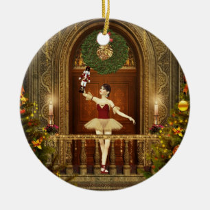 Rond En Céramique Ballerina et Nutcracker Ceramic Holiday Ornement