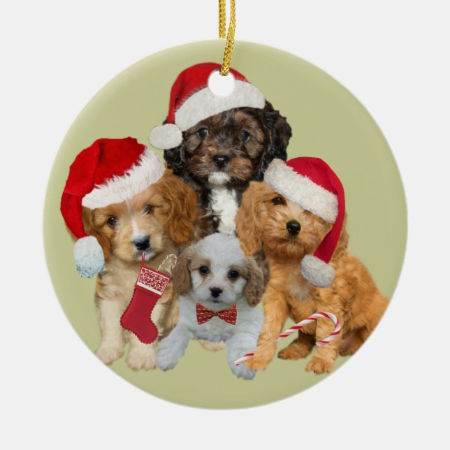 Rond En Céramique Cavapoo l'a laissé neiger ornement (Devant)