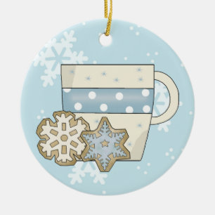 Rond En Céramique Cookies de Noël et ornement au chocolat chaud