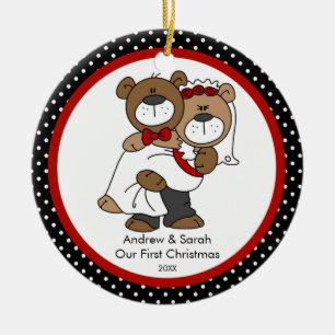 Rond En Céramique Couples mignons d'ours notre premier ornement de