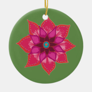 Rond En Céramique Fleur de Mandala rouge ornement circulaire
