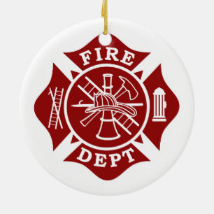 Rond En Céramique Incendie Dépouille Maltese Cross Circle Ornement
